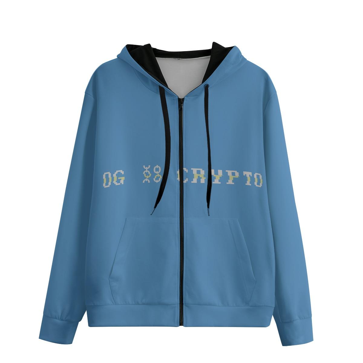 OG Crypto Cotton Zip Hoodie – Vintage Pixel Style