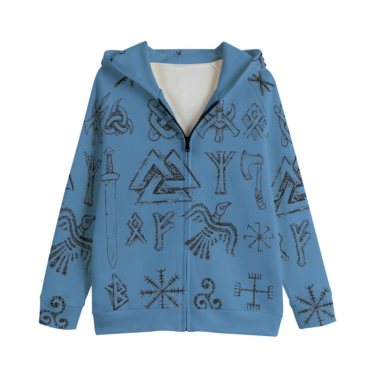 Norse Rune Cotton Kid's Zip Up Hoodie – Viking Heritage Comfort
