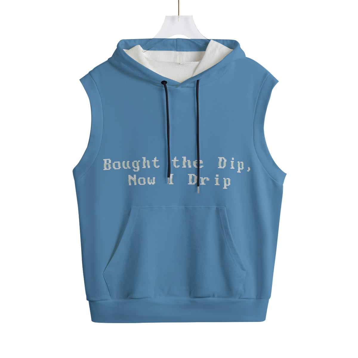 Bought the Dip, Now I Drip – Cotton Hooded Vest | Crypto Meme Streetwear