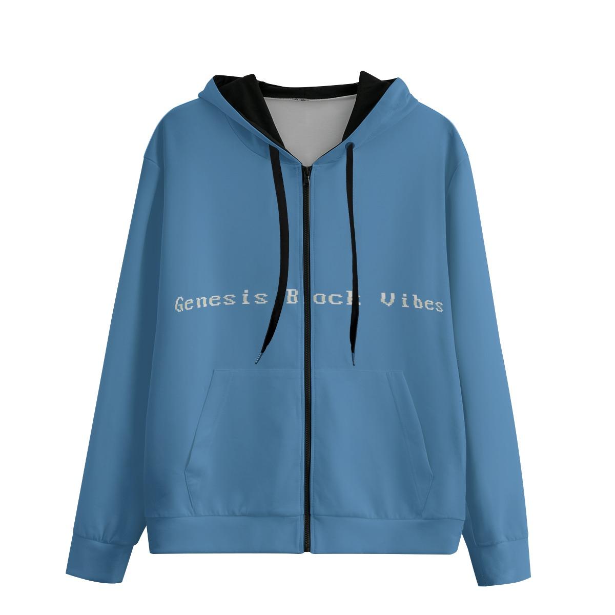 Genesis Block Vibes – Cotton Zip Hoodie | Bitcoin Origin Tribute