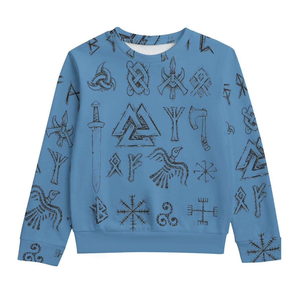 Norse Rune Cotton Kid's Sweatshirt – Viking Heritage Comfort