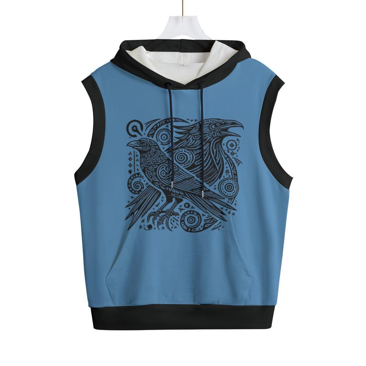 Raven of Odin Unisex Hooded Vest- Mythical Norse Design
