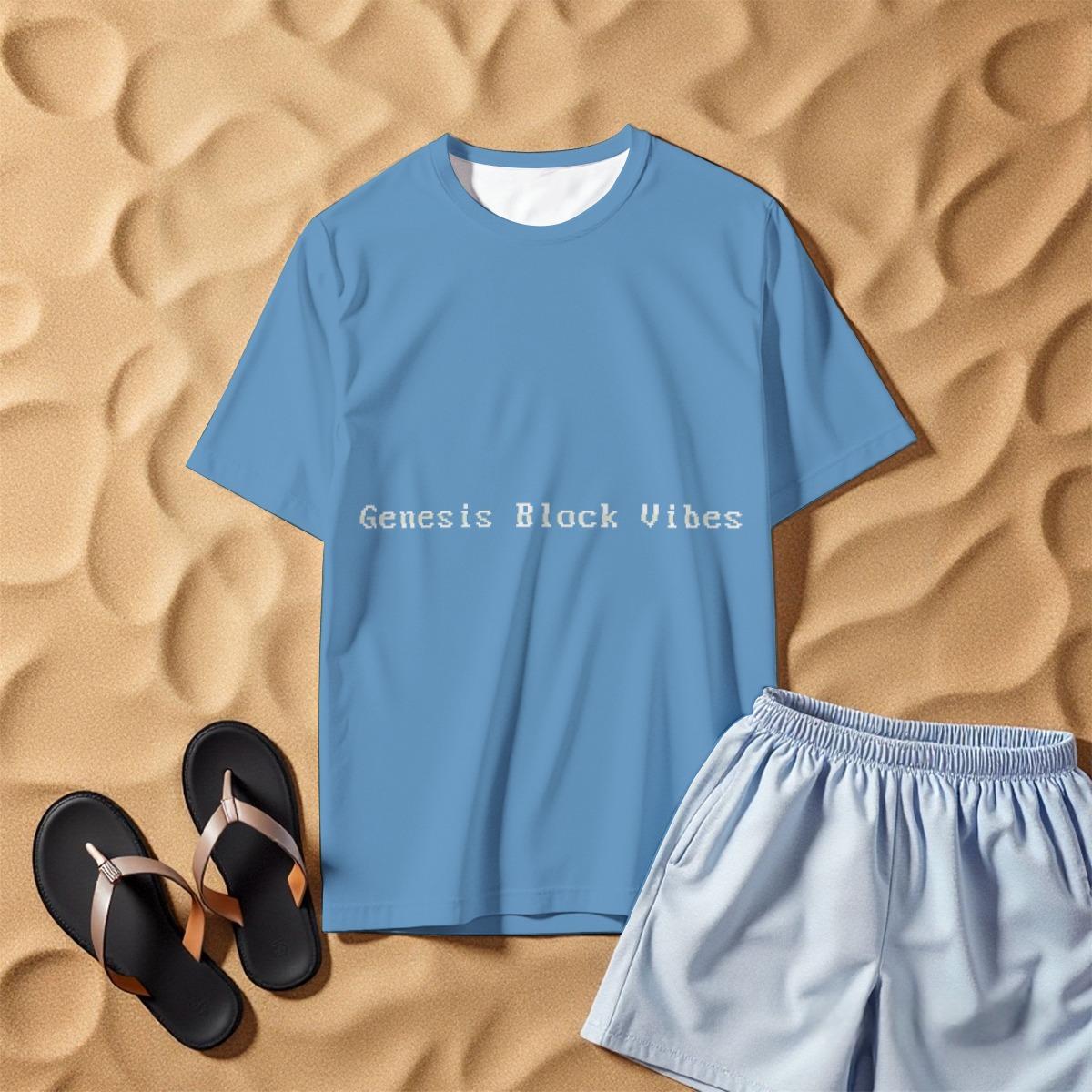 Genesis Block Vibes – Cotton Men's T-shirt | Bitcoin Origin Tribute